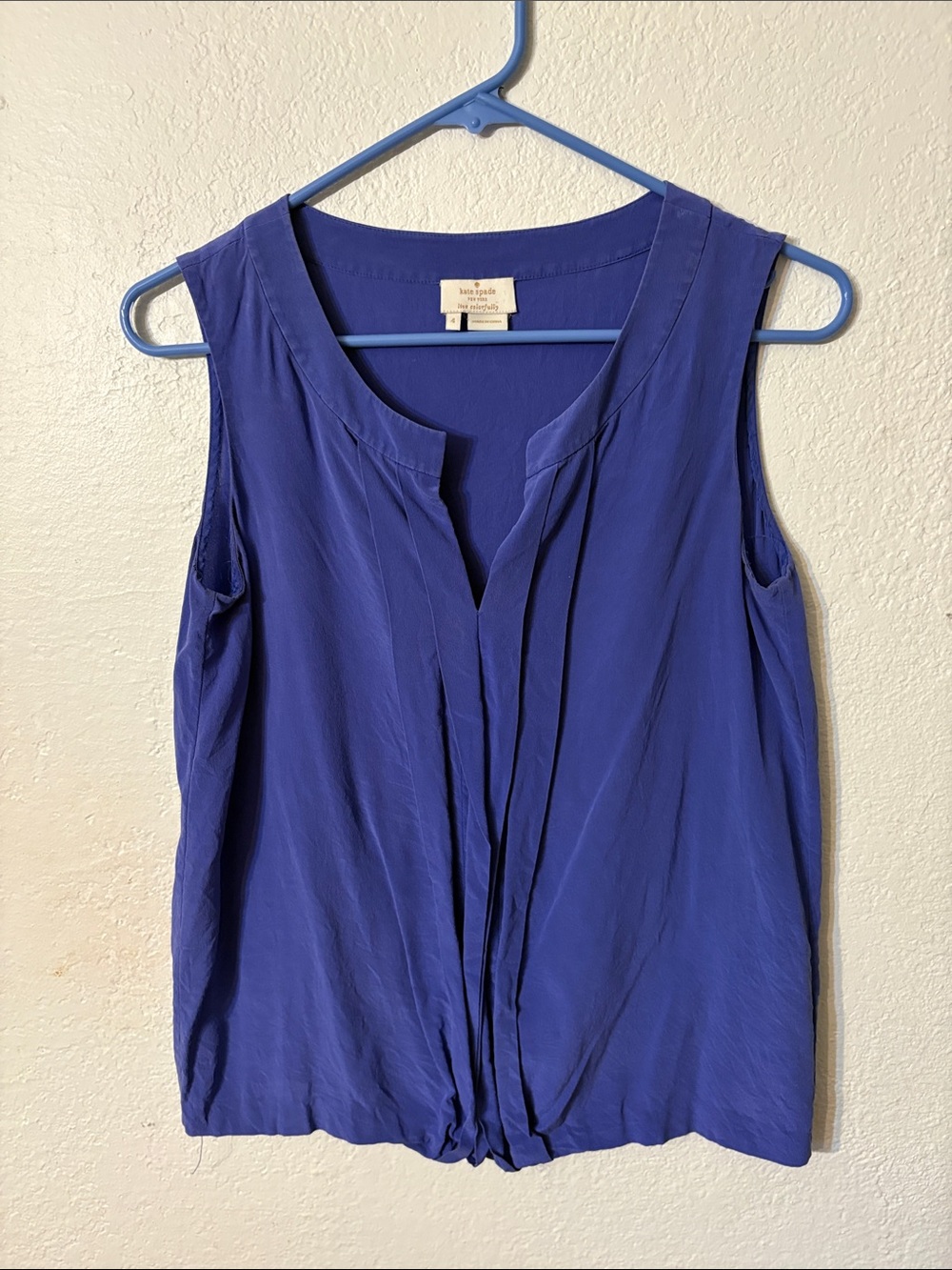kate spade Sleeveless Pleated Camisole in Royal Blue